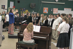 Mrs. Seiler conducts the BC Choir as they get ready for the Fall Concert.