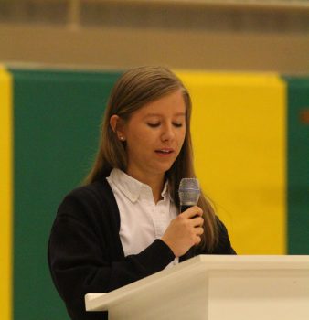 Julia Howey giving her speech Thursday morning