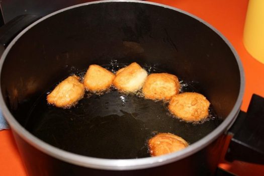 These are a few of the donuts that the students were frying. Each table had to take turns to make their donuts because there was only one deep fryer. 
