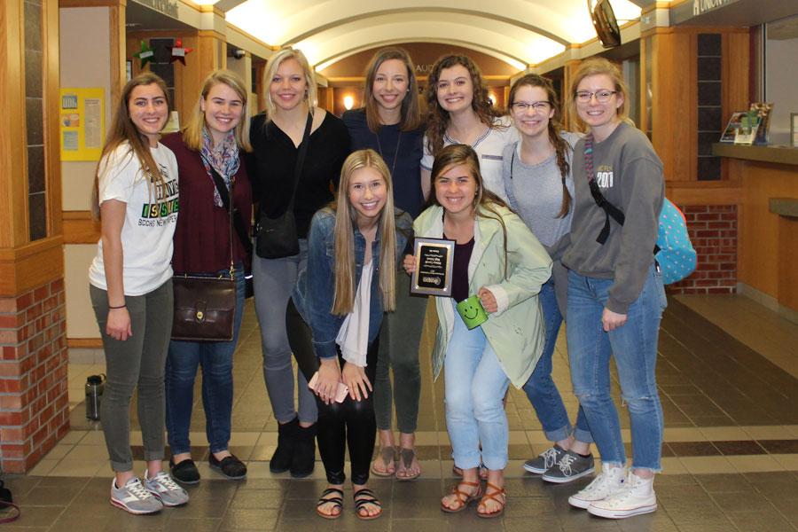 Front Row, Left to Right: Jacy Holbrook, Mary Ebberwein.
Back Row Left to Right: Suzanne Howey, Anna Schmidt, Jadin Kaltenbach, Drew Davis, Raeley Goebel, Alli Gregg, Makayla Ehmke.