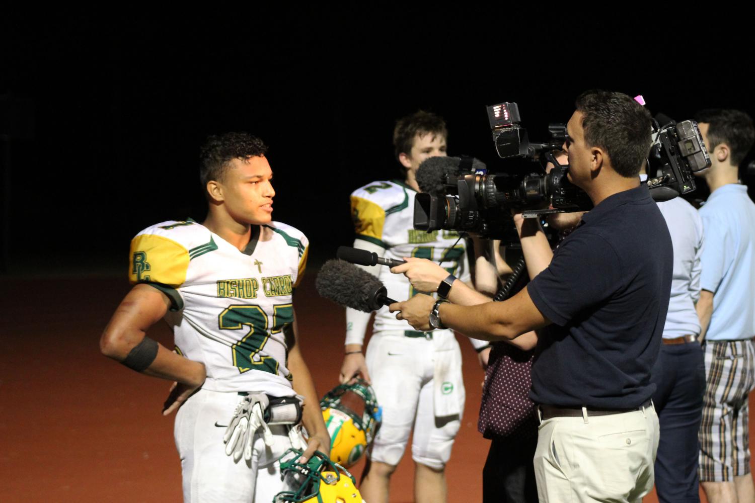 Desmond Smith being interviewed after last Thursdays Northwest victory.