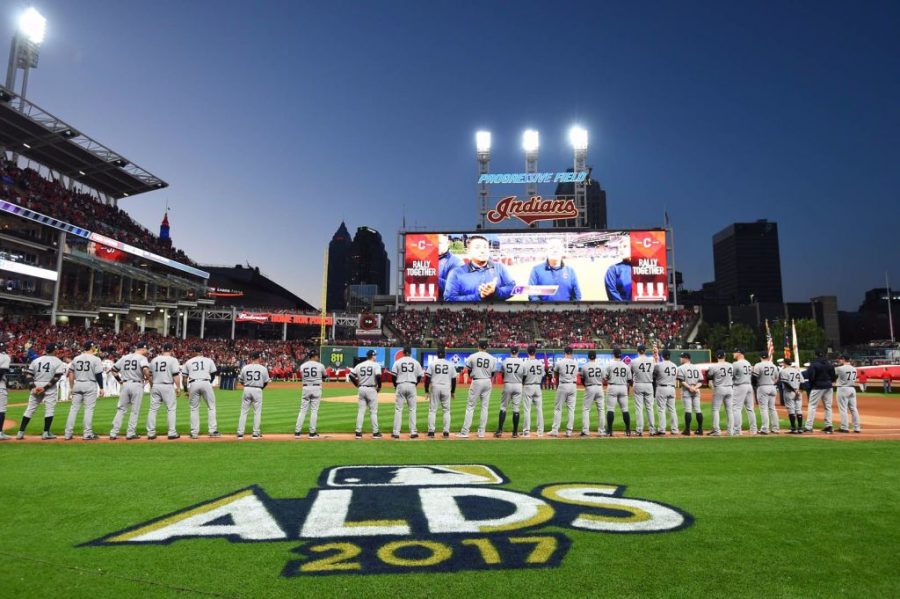 The Yankees lining up before the first game of the ALDS