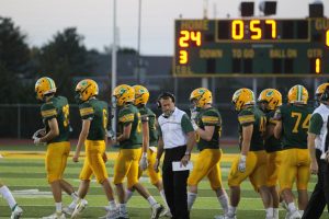 The Golden Eagles walking onto the field for a routine kickoff against Dodge City
